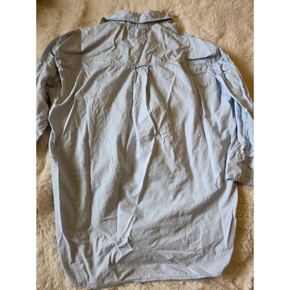 Free People We The Free Oxford Blue Oversided Fit Freddie Shirt sz Large - Picture 8 of 10